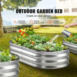 SucceBuy Raised Garden Bed Kit Metal Raised Planter Box Garden Beds Outdoor for Vegetables Flowers and Herbs with Open Bottom