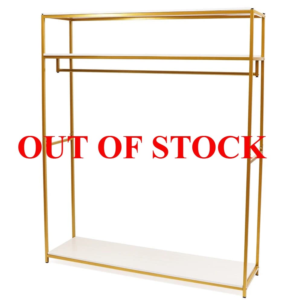 OUT OF STOCK Bymaocar Clothes Rack Metal Coat Stand with Clothes Rails and Shelf Multifunctional Freestanding Garment Rack Easy Assembly Gold