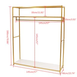 OUT OF STOCK Bymaocar Clothes Rack Metal Coat Stand with Clothes Rails and Shelf Multifunctional Freestanding Garment Rack Easy Assembly Gold