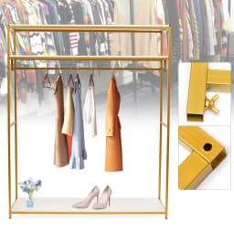 OUT OF STOCK Bymaocar Clothes Rack Metal Coat Stand with Clothes Rails and Shelf Multifunctional Freestanding Garment Rack Easy Assembly Gold
