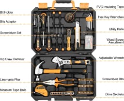 DEKO Ensemble d'outils de réparation à domicile de 100 pièces, trousse à outils de ménage général avec rangement