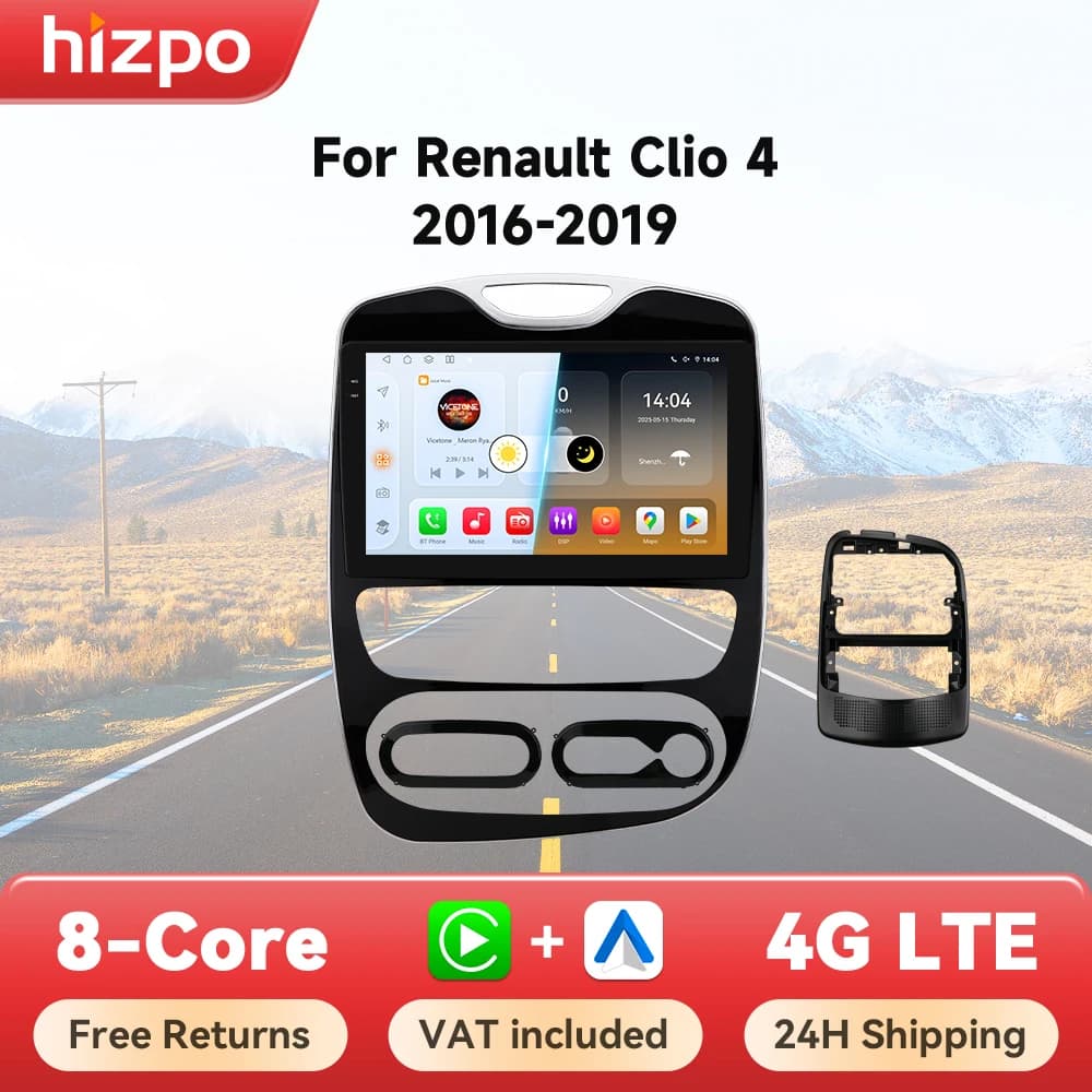 Hizpo 6115 2 din Android Auto Radio for Renault Clio 4 2016- 2019 Carplay 4G Car Multimedia Player GPS 2din Autoradio WIFI DSP