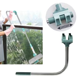 Telescopic Window Squeegee Cleaner 69cm-145cm, 2-in-1 Extendable Glass Wiper Clean Brusher for High Windows Indoor and Outdoor