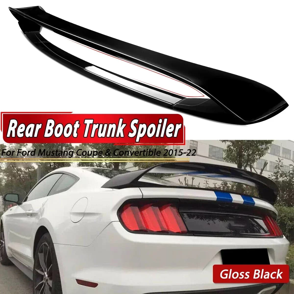 FOR 15-2022 FORD MUSTANG GT350/GT350R STYLE REAR TRUNK WING SPOILER CARBON LOOK