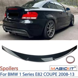 MAGICKIT Black M4 Style Car Wing Spoiler Rear Trunk Diffuser Wing Lip For BMW 1 Series E82 COUPE 2008-13 Boot Cover Car Styling