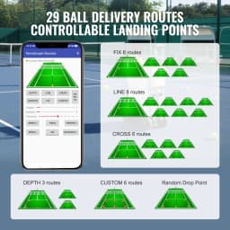 SucceBuy Tennis Ball Machine Automatic Portable Launcher Multi-Mode Drills 2+ Hours Play Rechargeable Battery App Remote Control