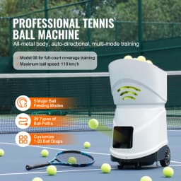 SucceBuy Tennis Ball Machine Automatic Portable Launcher Multi-Mode Drills 2+ Hours Play Rechargeable Battery App Remote Control