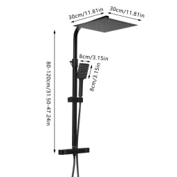 Black Thermostatic Shower Set, Adjustable and Retractable, Ensure a Soothing and Relaxing Showering Experience
