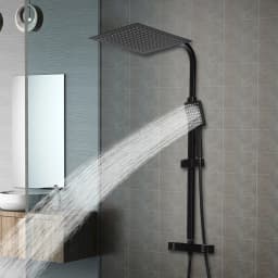 Black Thermostatic Shower Set, Adjustable and Retractable, Ensure a Soothing and Relaxing Showering Experience
