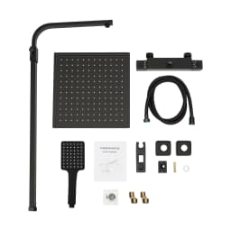 Black Thermostatic Shower Set, Adjustable and Retractable, Ensure a Soothing and Relaxing Showering Experience