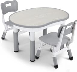 Kids Table and 2 Chairs Set Height Adjustable Toddler Play Activity Sturdy Table