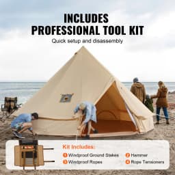 SucceBuy Canvas Bell Tent 4 Seasons 4 m/13.12 ft Yurt Tent Canvas Tent for Camping with Stove Jack Breathable Tent Holds 6People