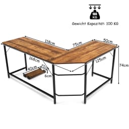 L-shape writing table, corner writing table, gaming computer table PC table computer writing table with CPU stand, office table corner table