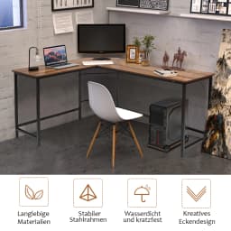 L-shape writing table, corner writing table, gaming computer table PC table computer writing table with CPU stand, office table corner table