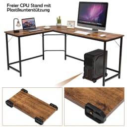 L-shape writing table, corner writing table, gaming computer table PC table computer writing table with CPU stand, office table corner table