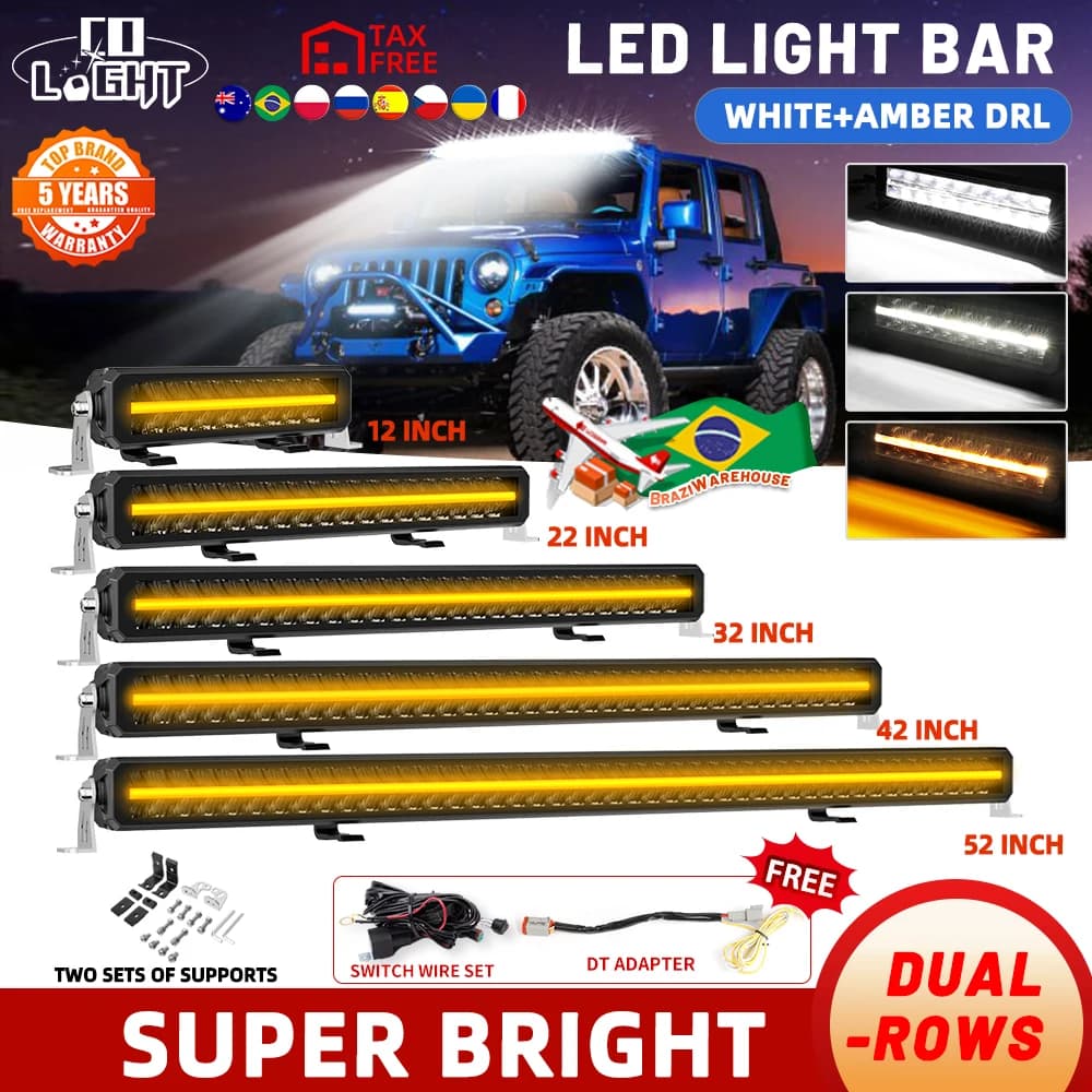 CO LIGHT 42 Inch Dual Row LED Light Bar 100000LM Off Road Anti-Glare Spot Flood Driving Combo Beam for SUV ATV Tractor 12V 24V