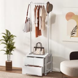 Dresses stand with 3 drawers, coat rack stand with side hook and dresses bar, freestanding coat holder