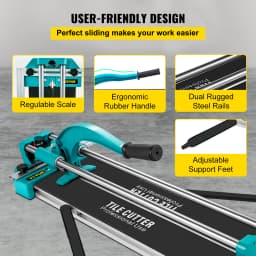 SucceBuy 24 Inch Manual Tile Cutter Double Rails, Professional Tile Cutter with Alloy Cutting Wheel for Porcelain Ceramic Tiles