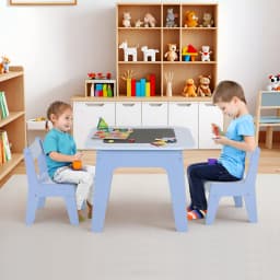 Kids Table and Chair Set,2 in 1 Toddler Desk Building Block Tabletop ,Wooden Activity Table ,Bookshelf,Suitable for Classroom,Ho