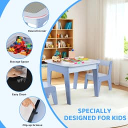 Kids Table and Chair Set,2 in 1 Toddler Desk Building Block Tabletop ,Wooden Activity Table ,Bookshelf,Suitable for Classroom,Ho