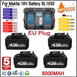 18V 6000mAh For Makita BL1830 Replacement Battery Compatible for Makita BL1830 BL1850 BL1860 BL1850B BL1840B 18V Power Tool