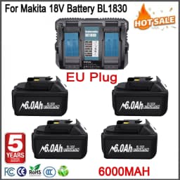 18V 6000mAh For Makita BL1830 Replacement Battery Compatible for Makita BL1830 BL1850 BL1860 BL1850B BL1840B 18V Power Tool