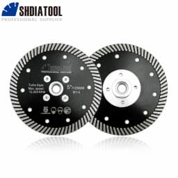 SHDIATOOL 2Pcs Dia125mm Diamond Narrow Turbo Saw Blade M14 Flange Cutting Disc Granite Marble Concrete Stone 5Inch Disc Cutter