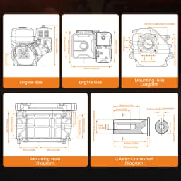 Petrol Engine 7HP 212cc 4 Stroke OHV 3.6KW Electric Starter Horizontal Engine