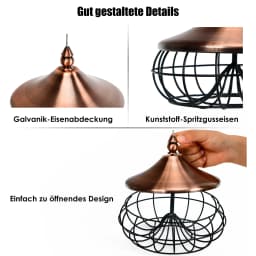 Tit dumpling holder, bird feeding station with iron hanging bars, feeding station for wild birds birds, bird feeder for