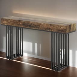55-Inch Console Table, Modern Entryway Table with Metal Legs