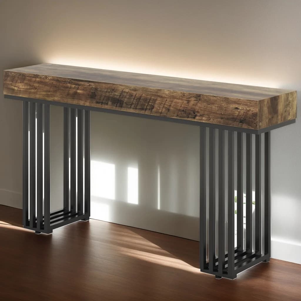 55-Inch Console Table, Modern Entryway Table with Metal Legs