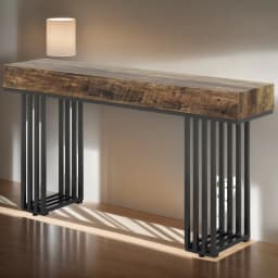 55-Inch Console Table, Modern Entryway Table with Metal Legs