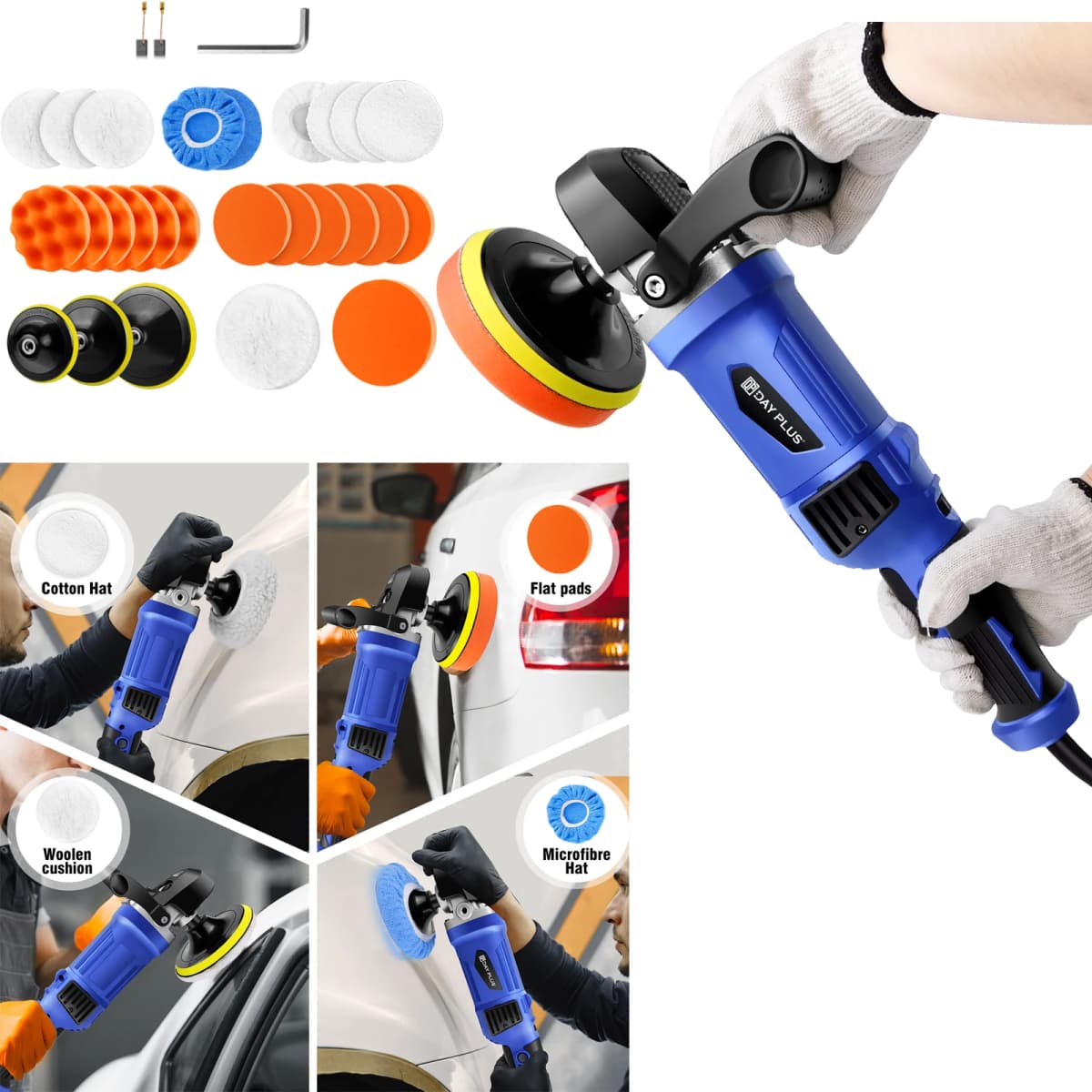 Polishers and Buffers, Electric Car Polisher Machine - Rotary Polishing Machine Kit with 6 Variable Speed Control.