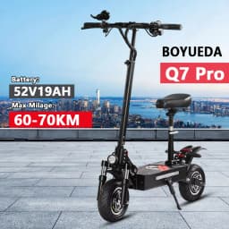 Boyueda Q7Pro Electric Scooter for Adults with Dual Motors and a 52V 19Ah Battery, featuring quiet 10-inch tires—ideal for daily commuting.