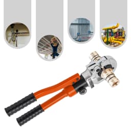 8T 360° Rotatable Head Hydraulic Copper Pipe Crimping Tool Pliers CW-1632 V Set -5 dies -12, 15, 18, 22, 28