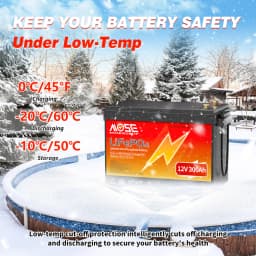MOSEWORTH 12V 300Ah LiFePO4 Battery Lithium Iron Phosphate Battery With 200A BMS 8000+ Cycles For RV Campers Golf Cart Off-Road
