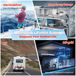 MOSEWORTH 12V 300Ah LiFePO4 Battery Lithium Iron Phosphate Battery With 200A BMS 8000+ Cycles For RV Campers Golf Cart Off-Road