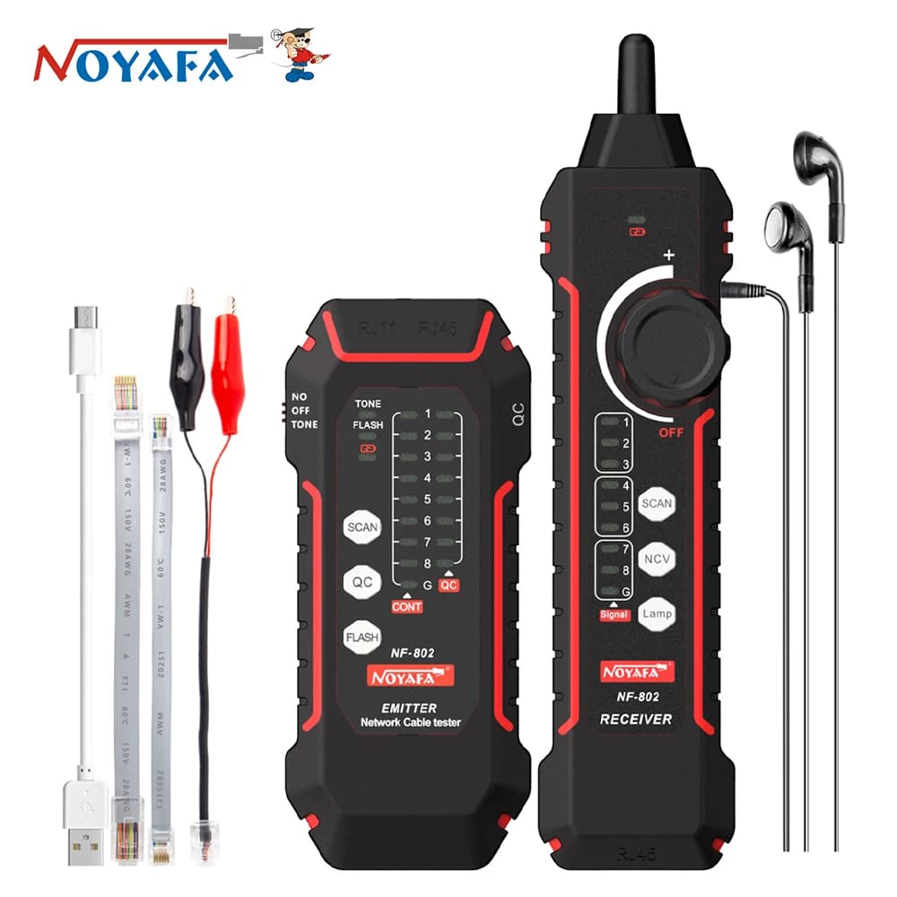 NOYAFA NF-802 Network Cable Tester RJ11 RJ45 Cable Tracker LCD Display Poe Checker Multifunction Network Tools