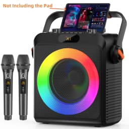 2 Wireless Microphones T19-T Karaoke Machine | Black Karaoke Speaker With Treble/Bass Adjustment, Wireless Speaker PA System