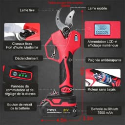 Brushless Cordless Pruner Shear Garden 1000W/900W 50mm Electric Pruning Shears Fruit Tree Branches Cutter Tool With 2pcs Battery