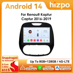 9" Hizpo CarPlay Android Auto Car Radio for Renault Kaptur Captur 2016 - 2019 Snapdragon 6115 4G BT RDS DSP GPS Navi 360°CAM