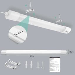 2PCS 90CM 30W LED Waterproof Batten Light with Motion Sensor, 3300LM, 4000K Neutral White, IP66 for Outdoor/Indoor Use