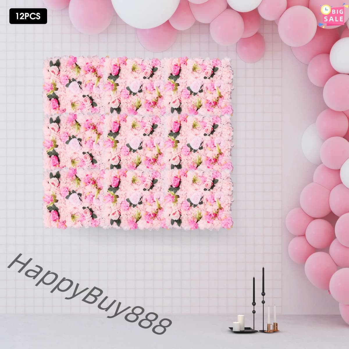 12 PCS Flower Wall Panels Artificial Flower Backdrop Flower Panels for Backdrop with Realistic Dahlia and Rose Flowers