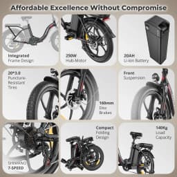 Fafrees F20+ Folding Electric Bicycle 20 X 3.0 Inch MTB E-bike for Adults, 36V 20Ah Removable Battery, 75-100km Range