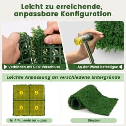 12 Pcs Plant Wall 50.5x50.5cm Artificial Moss Wall Interlocking Privacy Hedge for Garden Yard Balcony Home