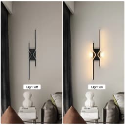 LED Indoor Wall Lights 25W Wall Sconce Lamp Modern Black LED Wall Lamp for Bedroom Living Room Hallway Staircase Vanity, 3000K W
