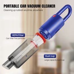50W Cordless Car Vacuum Cleaner Handheld, 6200Pa Suction, Lightweight 0.7kg, 2.6Ah Battery, Reusable Hepa Filter, Charging Cable