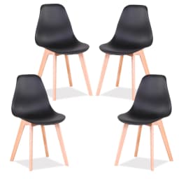 EGOONM Set of 4 Nordic Medieval Dining Chairs with Solid Wood Legs For Living Room Dining Room Bedroom Study (White/Black/Gray)