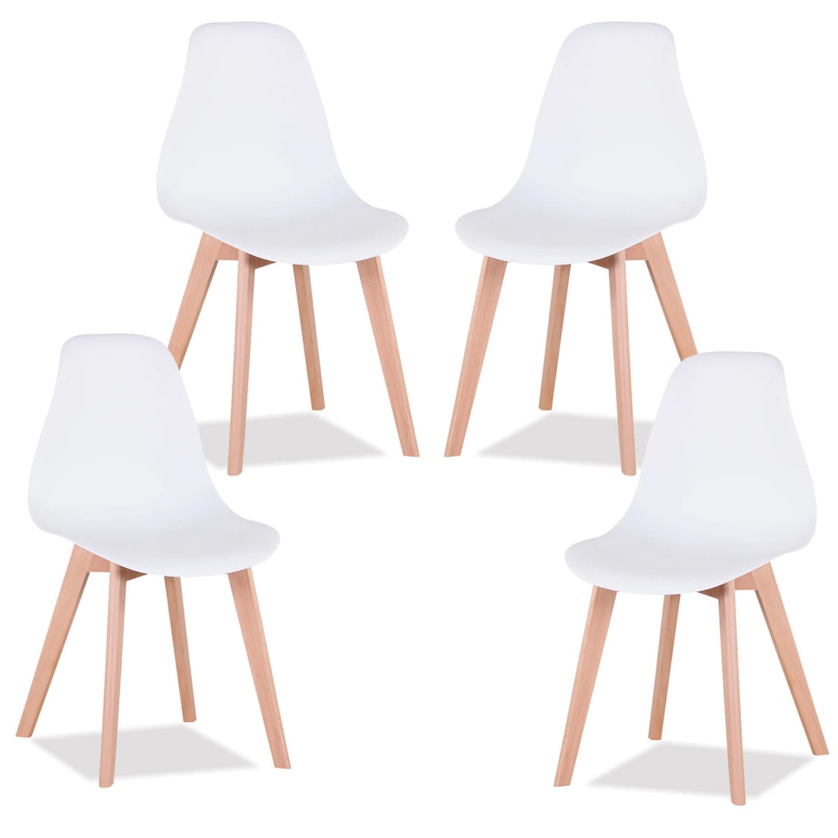 EGOONM Set of 4 Nordic Medieval Dining Chairs with Solid Wood Legs For Living Room Dining Room Bedroom Study (White/Black/Gray)