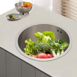 304 Stainless Steel Round Kitchen Sink 36cm with Drain Pipe Bar Mini Small Round Single Bowl Basin for Homes/Bars/Hotels